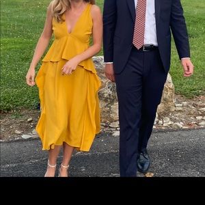 Mustard yellow midi dress